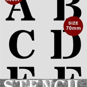 LETTER  STENCILS 70mm ROMAN Style Capital Letters + 0-9