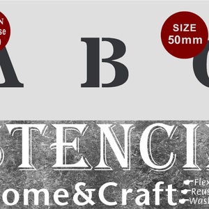 LETTER  STENCILS 50mm ROMAN Style Capital Letters + 0-9