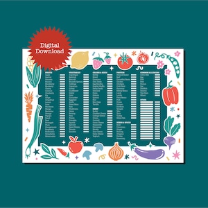 Lista di controllo dei primi alimenti per neonati A3 / Guida stampabile per neo-genitori / Regalo per baby shower / Multicolore
