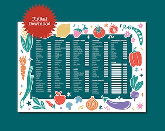 Baby's First Foods Check List A3 |  Printable Guide for New Parents | Baby Shower Gift | Multicolour