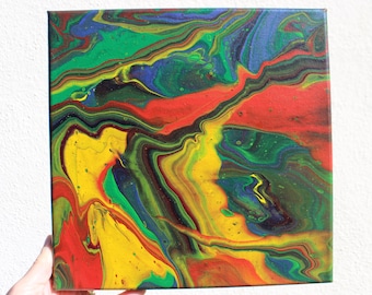 Pintura acrílica abstracta: lienzo de 10 x 10 pulgadas