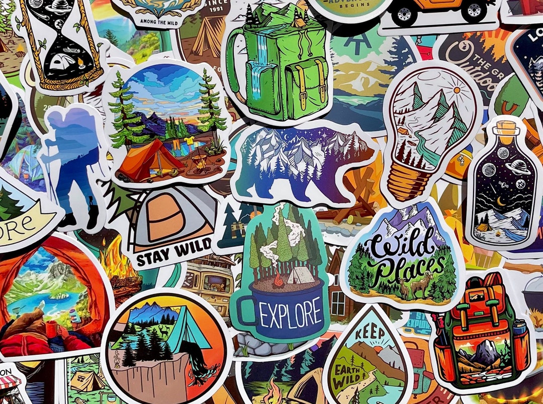 Camping Hiking Sticker Pack - Etsy