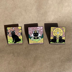 Cat Tarot Card Pins Set of 3