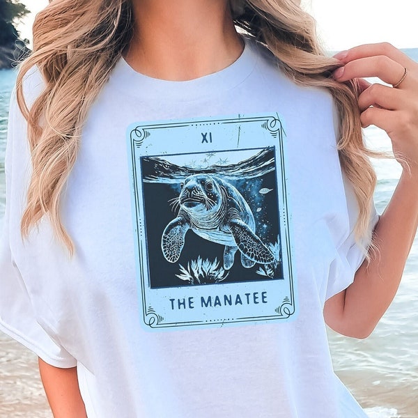 Manatee Shirt Tarot Card Shirt Ocean Animal Shirt Ocean Inspired Style Coconut Girl Coastal Cowgirl Mermaid Core Beachy Shirts Tarot Shirt