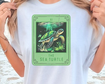 Ocean Inspired Tarot Card Shirt Ocean Inspired Style Beachy Shirts Ocean Animal Shirt Tortoise Shirt Coconut Girl Witchy Stuff Tarot Shirt