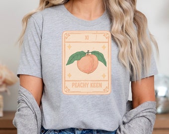 Peachy Keen Tarot Card Shirt Concert Outfit Hippy Clothes Witchy Clothes Tarot Shirt Summer Time Shirt Cute Tarot Fruit Shirt Kawaii Clothes