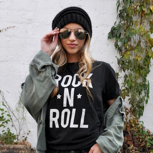 Rock-N-Roll T-Shirt Rock Tee for Women Concert Fashion Tee  Plus Size Graphic T-Shirts Rock and Roll Clothing Rock and Roll Aesthetic