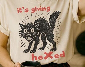 Witchy Clothes Gothic Clothes Cat Meme Shirt Unhinged Shirt Halloween Things Teenage Girl Gifts Goth Girl Gifts Witchy Stuff Goth Clothes
