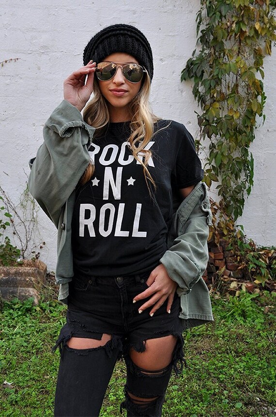 Rock-n-roll T-shirt Rock Women Concert Fashion Tee Etsy