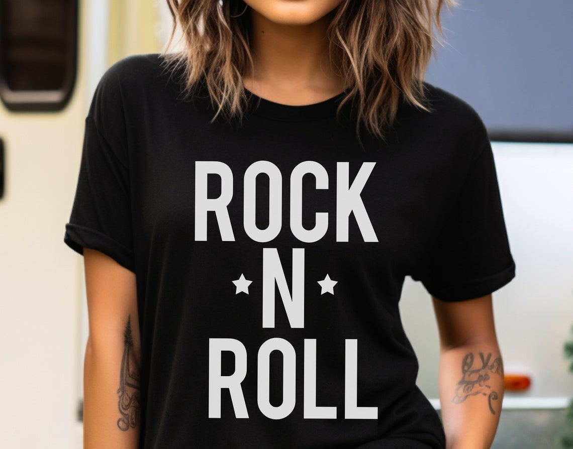 Rocknroll Tshirt Rock Tee for Women Concert Fashion Tee Plus Size Graphic Tshirts Rock and