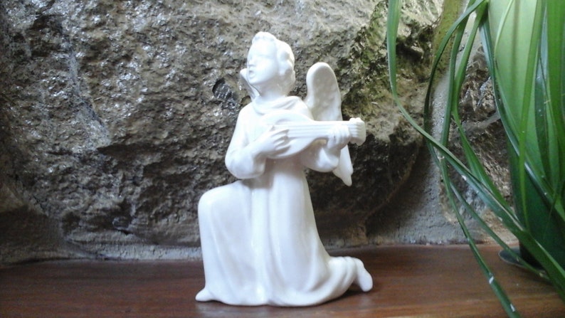 Antique White Angel with Lute Full Bee Hummel TMK-2 Mark pre-1955Goebel Christmas Collectible Home Decor