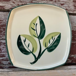 MCM Large Square Platter Blair Leaf Pattern 12” x 12” Hand Painted Purinton Dish
