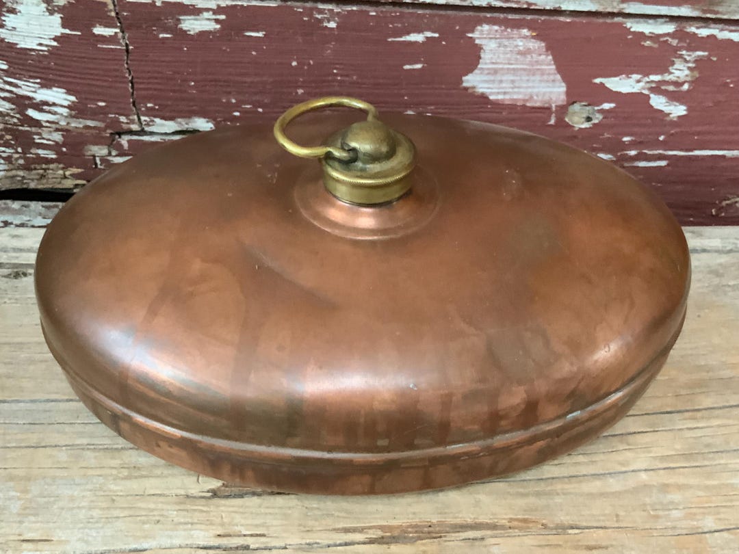Antique Copper Foot Warmer Rustic Decor Farmhouse Circa 1900 Brass Ring ...