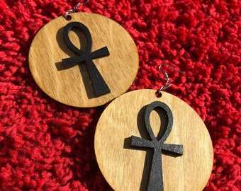 3D Ankh Circle Earrings