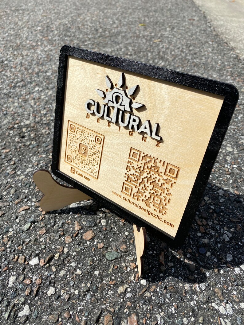 Wooden Scan Me QR Code Plaque W/ Stand image 6