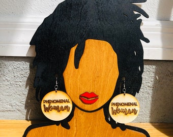 Phenomenal Woman Natural Wood Earrings