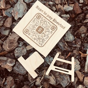 Wooden Scan Me QR Code Plaque W/ Stand image 4