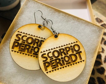 Scorpio Periodt Wooden Earrings