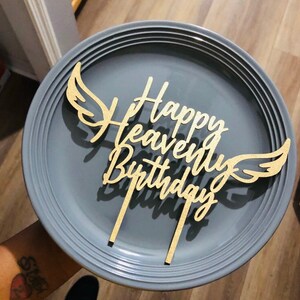 Happy Heavenly Birthday Wooden Cake Topper image 1