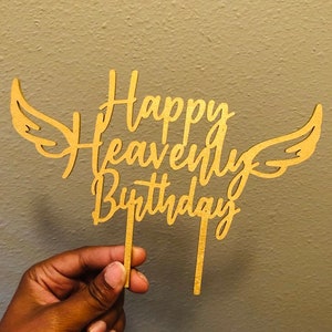 Happy Heavenly Birthday Wooden Cake Topper image 3