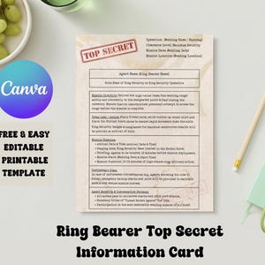Cartão de informações do portador do anel | Segurança do anel | Modelo de cartão Canva Modelo de arquivo digital personalizável