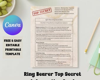 Tarjeta de información para portadores de anillos / Seguridad de anillos / Plantilla Canva Plantilla de tarjeta Archivo digital Personalizable