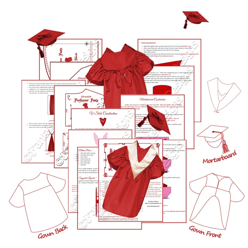 Professor Paws, FD-2108.M, Pet Graduation Gown, Stole & Mortarboard ...