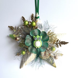 Cute Owl Ornament with Lime Green and Forest Green, Wall Decor for Owl Lovers, Owl Trinket for Baby or Child&#39;s Room, Cool New Baby Gift