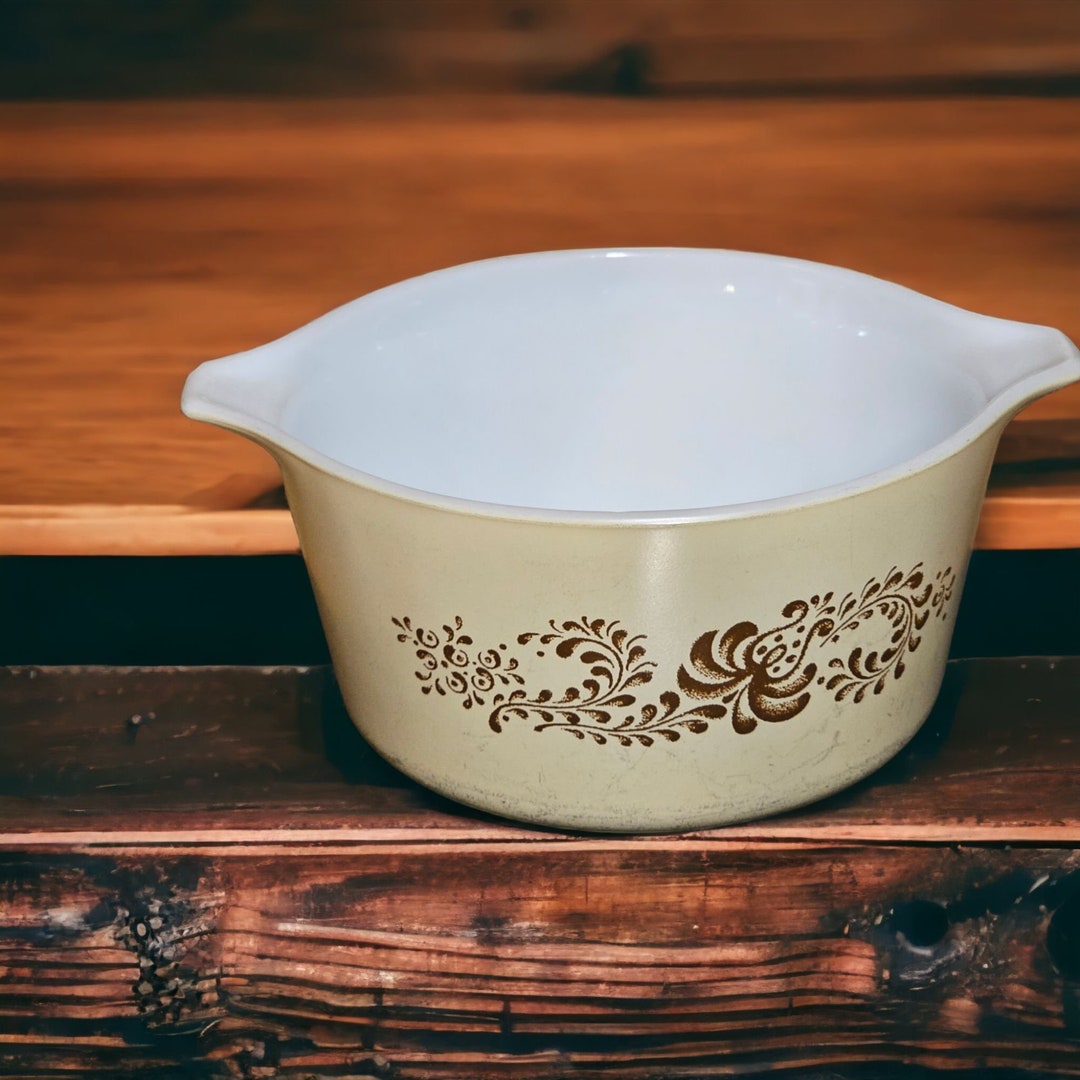 Vintage 1980's Pyrex Homestead Brown Casserole Dish # 473 - B 1 Quart ...