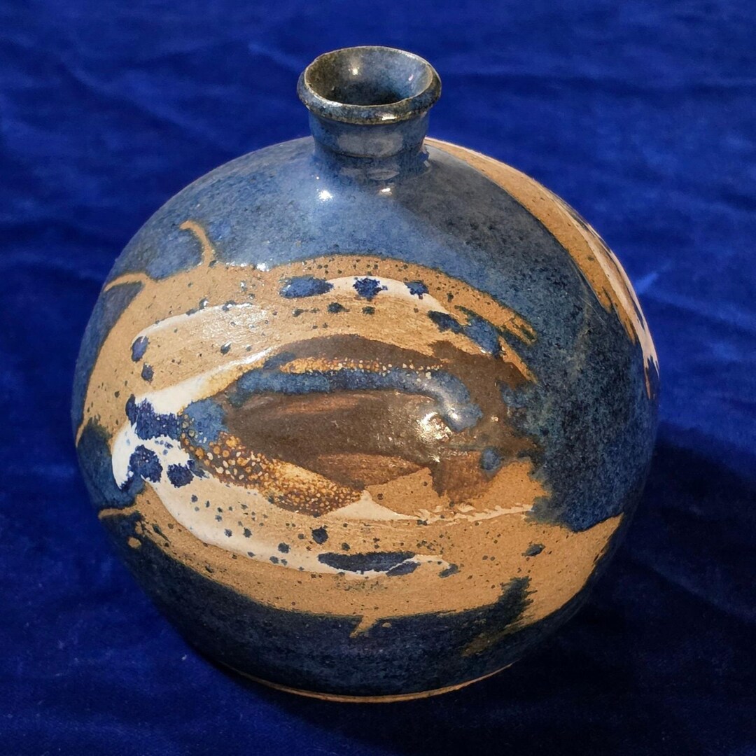 Vintage Bud Wilson Studio Pottery Weed Pot Vase Mid Century Blue ...