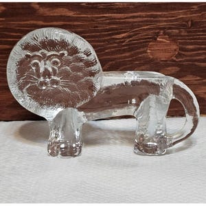 Vtg Kosta Boda Art Glass Bertil Vallien Zoo Series Lion Figurine Paperweight 70s