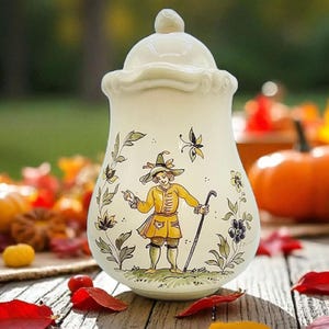 Moulin Des Loups Moutier&#39;s Style Man Scarecrow Ginger Jar Cannister Apothecary