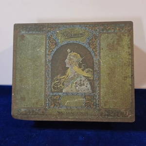 Antique 1920s Whitman's Salmagundi Chocolate Tin - 2 Lb Large Size - Art Nouveau Mosaic Candy