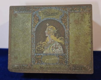 Antique 1920s Whitman's Salmagundi Chocolate Tin - 2 Lb Large Size - Art Nouveau Mosaic Candy