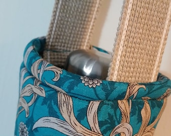 Sling Water Bottle Bag - William Morris Gold Leaf on Blue