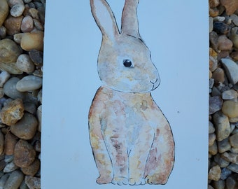 Bunny Watercolor Painting, original bunny watercolor