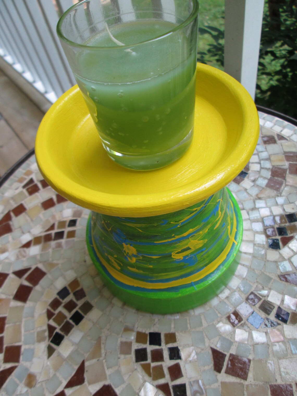 Clay Pot Candle Holder, Hand Painted Outdoor Clay Pot Candle, Outdoor