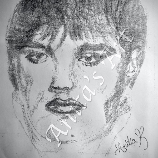 My first Sketch ever was Elvis in his younger years. A Drawing with Graphite  Pencil for Collectibles.  The King of Rock was a Famous Singer