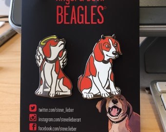 Angel and Devil Beagle pin set