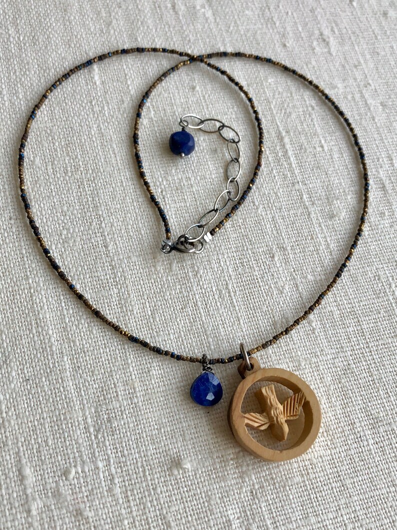 Antique Steel Seed Bead Necklace