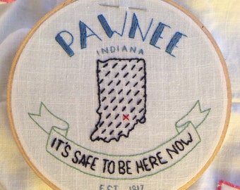 Pawnee: It's Safe to Be Here Now! Embroidery Pattern