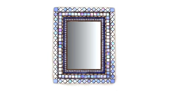 Mosaic Mirror Blue Rectangle - Mosaic Mirror Rectangular Tall Mosaic Mirror Blue Rectangle - Mosaic Mirror Rectangular Tall