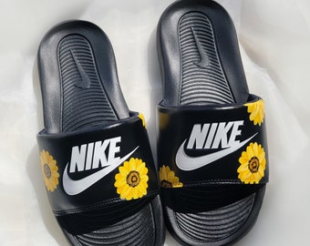 custom sunflower nike slides