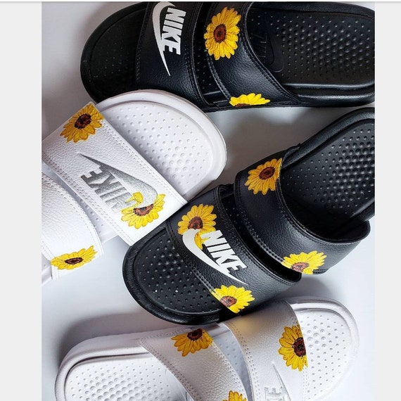 custom sunflower nike slides