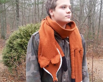 Fox Love Scarf/knitted scarf/fox scarf/scarf