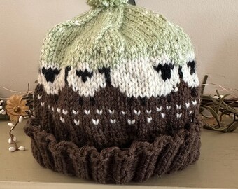 Hand Knit Wool Sheep Hat, Baby to Adult, Mommy and Me