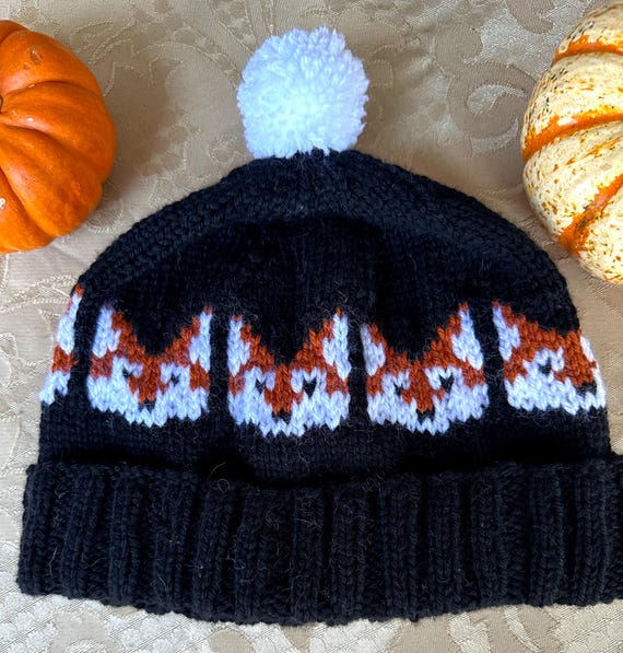 Knitted Fox Hat, Merino Wool Adult Animal Hat, Winter Clothing