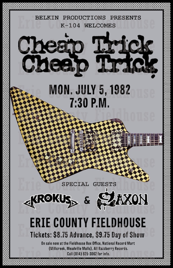 Cheap trick 1982 Concert Poster Erie County Fieldhouse Erie | Etsy