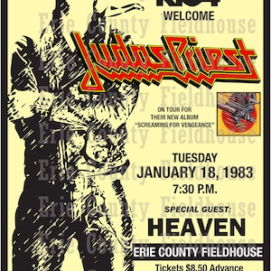 Judas Priest 1983 Concert Poster, Erie County Fieldhouse, Erie PA