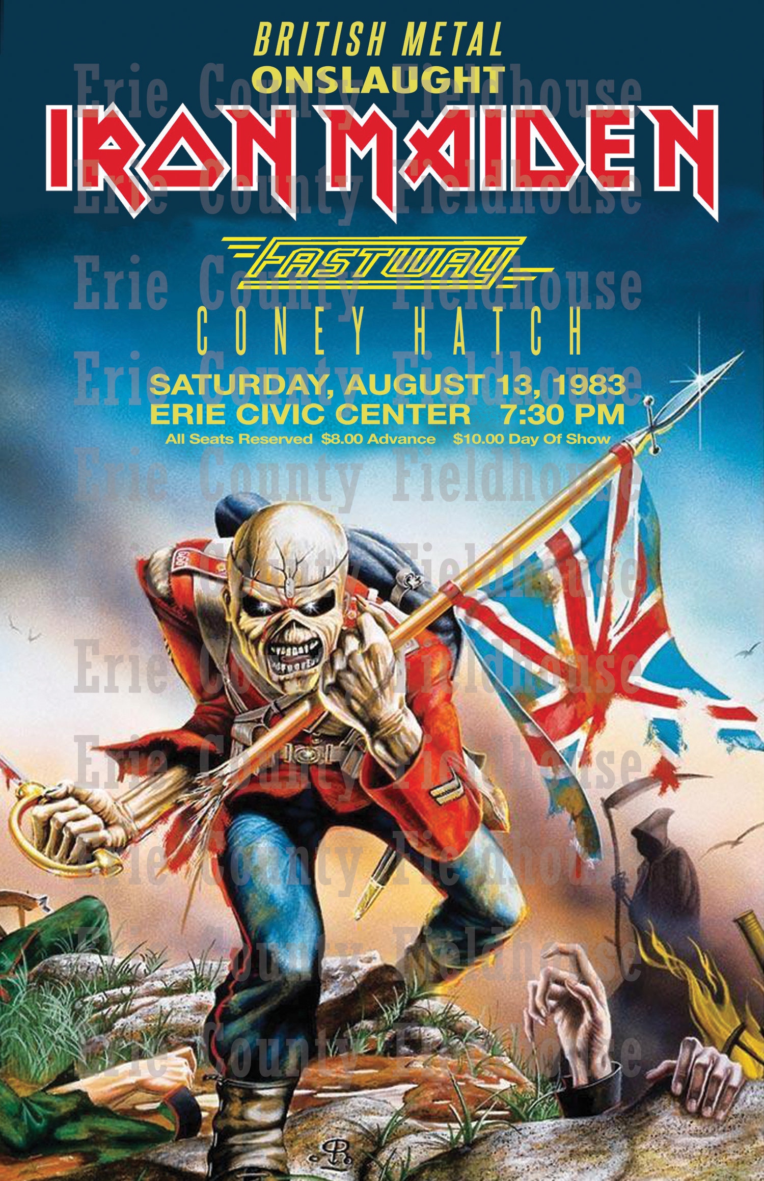Iron Maiden 1983 Concert Poster, Erie Civic Center, Erie PA Etsy